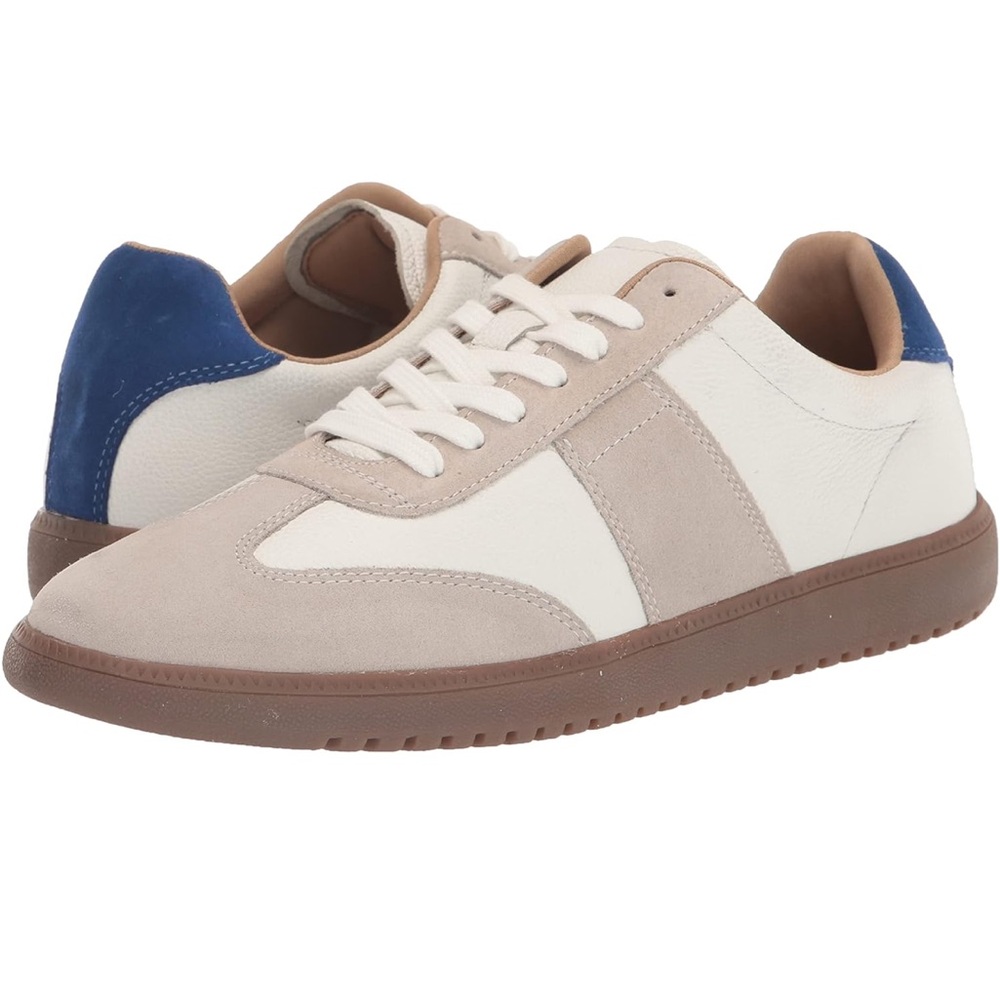 Vince Camuto White and Gray Sneakers with Blue Accent